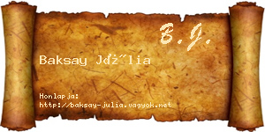 Baksay Júlia névjegykártya