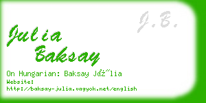 julia baksay business card